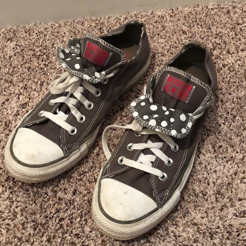 Grey Converse with Polka Dot Detail